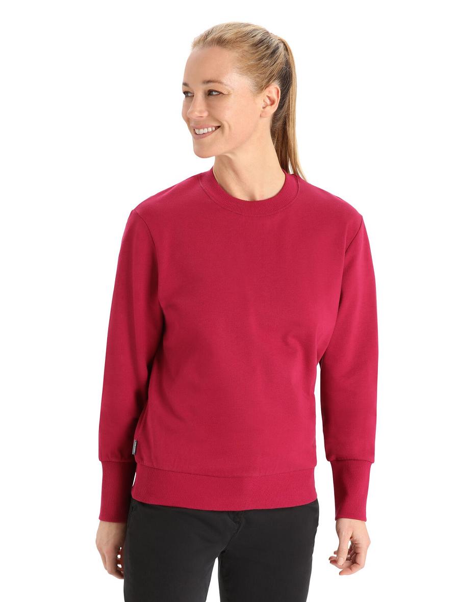 Cherry Women\'s Icebreaker Merino Central II Long Sleeve Sweatshirts | USA 1618PJJQ